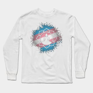 Paint Splatter Transgender Pride Flag Lotus Symbol Long Sleeve T-Shirt